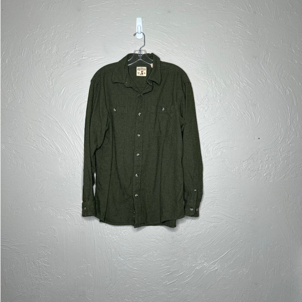RedHead Men's Large Green Button Up Long Sleeve Shirt